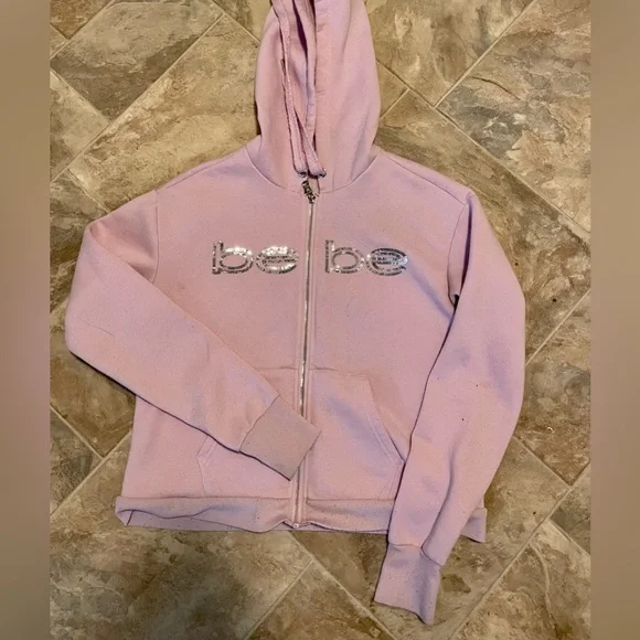 bebe | Tops | Bebe Pink Zip Up Hoodie Size Medium | Poshmark